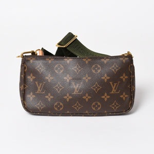 極美品 LOUIS VUITTON ルイヴィトン モノグラム ミュルティポシェット アクセソワール カーキ ショルダーバッグ M44813 中古 4a004369