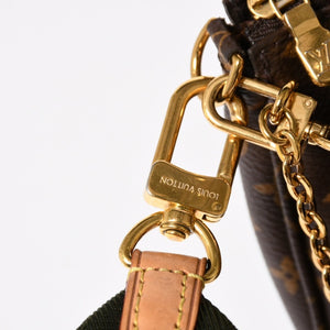 極美品 LOUIS VUITTON ルイヴィトン モノグラム ミュルティポシェット アクセソワール カーキ ショルダーバッグ M44813 中古 4a004369
