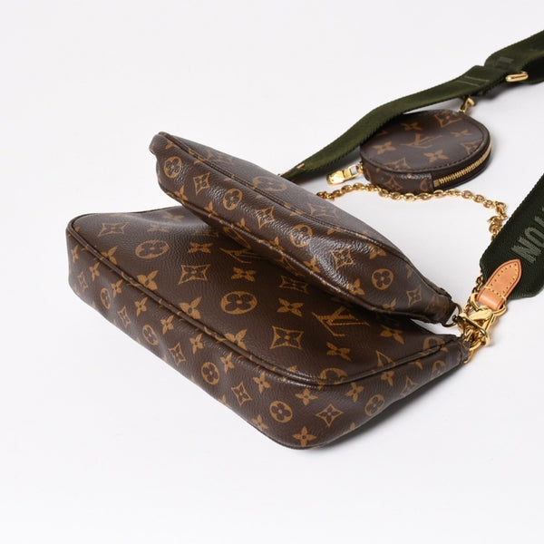 極美品 LOUIS VUITTON ルイヴィトン モノグラム ミュルティポシェット アクセソワール カーキ ショルダーバッグ M44813 中古 4a004369