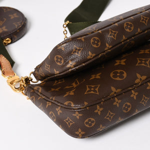 極美品 LOUIS VUITTON ルイヴィトン モノグラム ミュルティポシェット アクセソワール カーキ ショルダーバッグ M44813 中古 4a004369