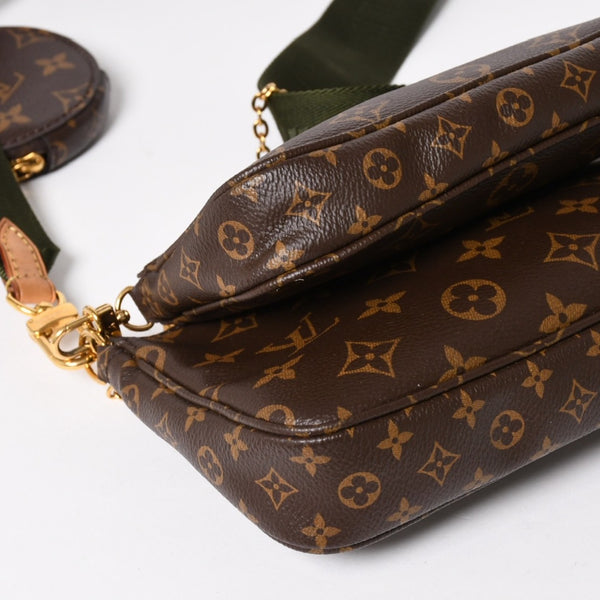 極美品 LOUIS VUITTON ルイヴィトン モノグラム ミュルティポシェット アクセソワール カーキ ショルダーバッグ M44813 中古 4a004369