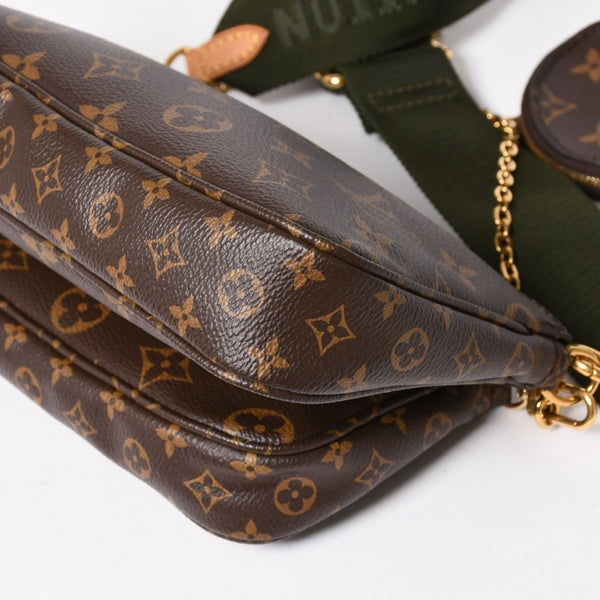 極美品 LOUIS VUITTON ルイヴィトン モノグラム ミュルティポシェット アクセソワール カーキ ショルダーバッグ M44813 中古 4a004369