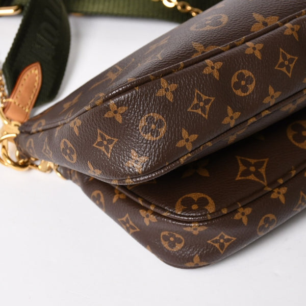 極美品 LOUIS VUITTON ルイヴィトン モノグラム ミュルティポシェット アクセソワール カーキ ショルダーバッグ M44813 中古 4a004369