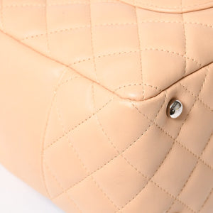 極美品 CHANEL シャネル カンボンライン ボーリングバッグ ハンドバッグ A25171 ラムスキン 10番台 ベージュ ブラック ココマーク シルバー金具 中古 4a004384
