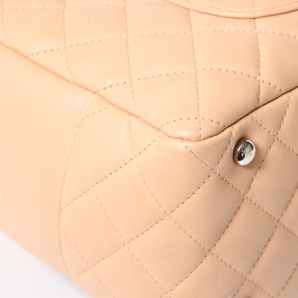 極美品 CHANEL シャネル カンボンライン ボーリングバッグ ハンドバッグ A25171 ラムスキン 10番台 ベージュ ブラック ココマーク シルバー金具 中古 4a004384