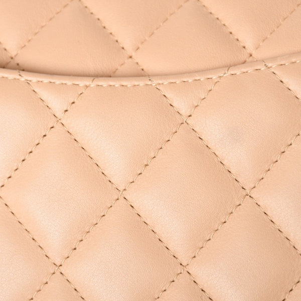 極美品 CHANEL シャネル カンボンライン ボーリングバッグ ハンドバッグ A25171 ラムスキン 10番台 ベージュ ブラック ココマーク シルバー金具 中古 4a004384