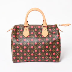 新品同様品 LOUIS VUITTON ルイヴィトン スピーディ25 ハンドバッグ M95009 モノグラム チェリー ブラウン 村上隆 中古 4a004339