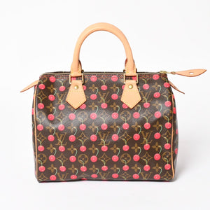 新品同様品 LOUIS VUITTON ルイヴィトン スピーディ25 ハンドバッグ M95009 モノグラム チェリー ブラウン 村上隆 中古 4a004339