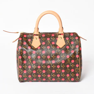 新品同様品 LOUIS VUITTON ルイヴィトン スピーディ25 ハンドバッグ M95009 モノグラム チェリー ブラウン 村上隆 中古 4a004339