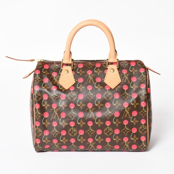 新品同様品 LOUIS VUITTON ルイヴィトン スピーディ25 ハンドバッグ M95009 モノグラム チェリー ブラウン 村上隆 中古 4a004339