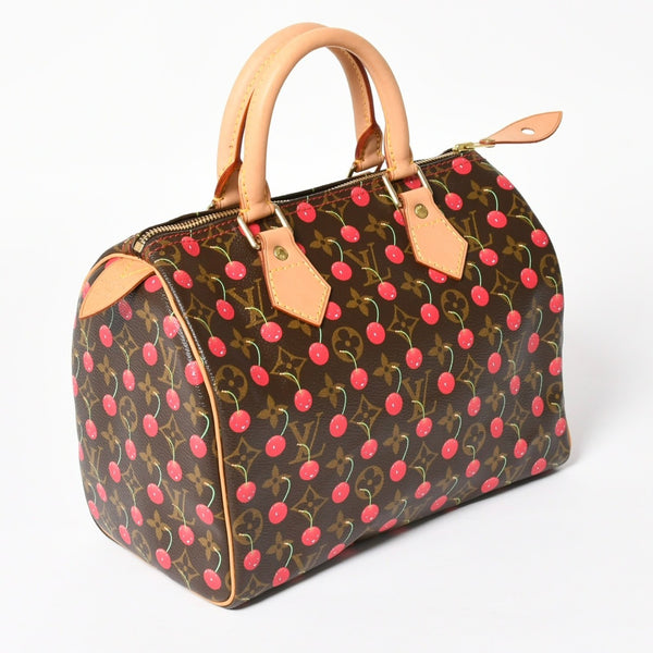 新品同様品 LOUIS VUITTON ルイヴィトン スピーディ25 ハンドバッグ M95009 モノグラム チェリー ブラウン 村上隆 中古 4a004339