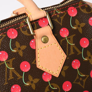 新品同様品 LOUIS VUITTON ルイヴィトン スピーディ25 ハンドバッグ M95009 モノグラム チェリー ブラウン 村上隆 中古 4a004339