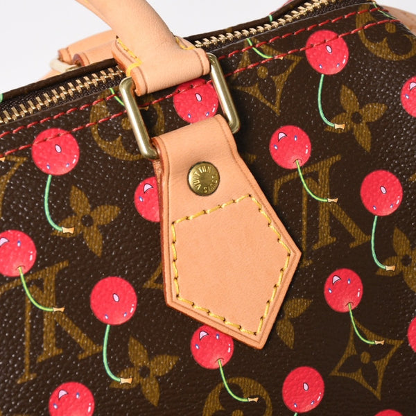 新品同様品 LOUIS VUITTON ルイヴィトン スピーディ25 ハンドバッグ M95009 モノグラム チェリー ブラウン 村上隆 中古 4a004339