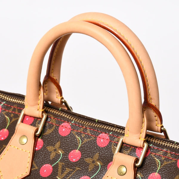 新品同様品 LOUIS VUITTON ルイヴィトン スピーディ25 ハンドバッグ M95009 モノグラム チェリー ブラウン 村上隆 中古 4a004339
