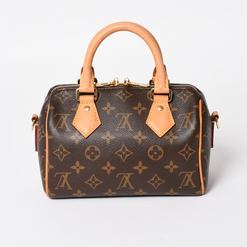 極美品 LOUIS VUITTON ルイヴィトン ショルダーバッグ スピーディバンドリエール20 M46222 レザー PVC ブラウン ゴールド金具 中古 4a004346