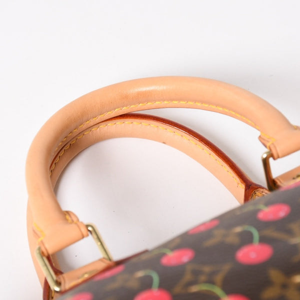 新品同様品 LOUIS VUITTON ルイヴィトン スピーディ25 ハンドバッグ M95009 モノグラム チェリー ブラウン 村上隆 中古 4a004339