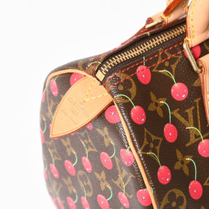 新品同様品 LOUIS VUITTON ルイヴィトン スピーディ25 ハンドバッグ M95009 モノグラム チェリー ブラウン 村上隆 中古 4a004339