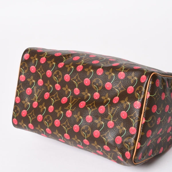 新品同様品 LOUIS VUITTON ルイヴィトン スピーディ25 ハンドバッグ M95009 モノグラム チェリー ブラウン 村上隆 中古 4a004339