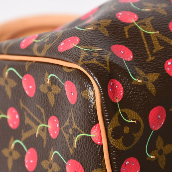 新品同様品 LOUIS VUITTON ルイヴィトン スピーディ25 ハンドバッグ M95009 モノグラム チェリー ブラウン 村上隆 中古 4a004339