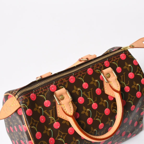 新品同様品 LOUIS VUITTON ルイヴィトン スピーディ25 ハンドバッグ M95009 モノグラム チェリー ブラウン 村上隆 中古 4a004339