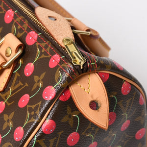 新品同様品 LOUIS VUITTON ルイヴィトン スピーディ25 ハンドバッグ M95009 モノグラム チェリー ブラウン 村上隆 中古 4a004339