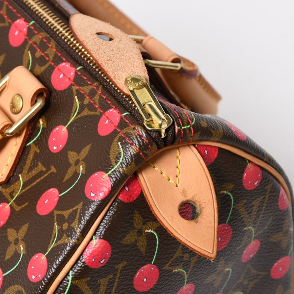 新品同様品 LOUIS VUITTON ルイヴィトン スピーディ25 ハンドバッグ M95009 モノグラム チェリー ブラウン 村上隆 中古 4a004339