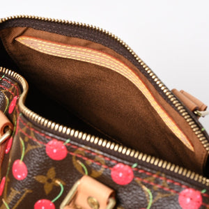 新品同様品 LOUIS VUITTON ルイヴィトン スピーディ25 ハンドバッグ M95009 モノグラム チェリー ブラウン 村上隆 中古 4a004339