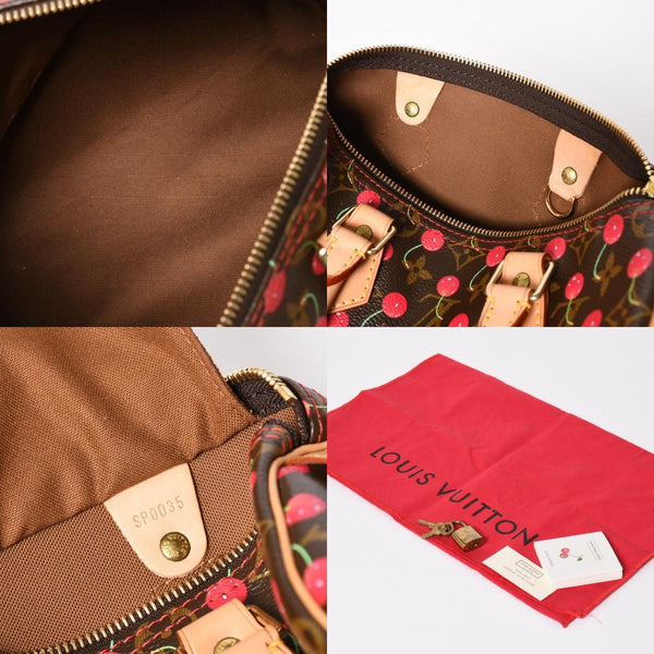 新品同様品 LOUIS VUITTON ルイヴィトン スピーディ25 ハンドバッグ M95009 モノグラム チェリー ブラウン 村上隆 中古 4a004339