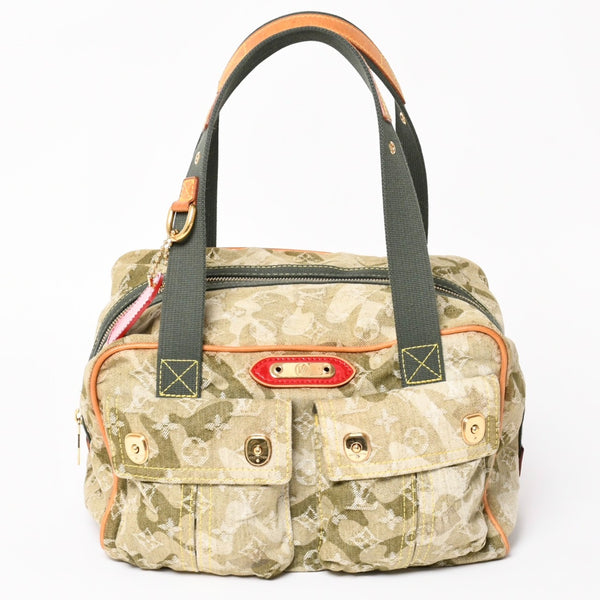 LOUIS VUITTON ルイヴィトン モノグラモフラージュ デニム ジャスミン ハンドバッグ M95772 カーキ 村上隆 廃盤 美品 中古 4a004387