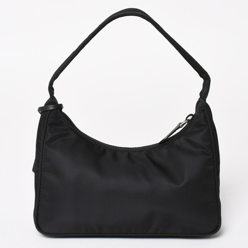 極美品 PRADA プラダ ホーボー ハンドバッグ MV515 トライアングルロゴ 三角ロゴプレート ナイロン ブラック 中古 4a004353
