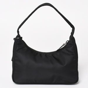 極美品 PRADA プラダ ホーボー ハンドバッグ MV515 トライアングルロゴ 三角ロゴプレート ナイロン ブラック 中古 4a004353
