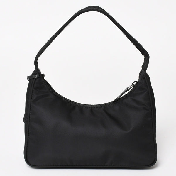 極美品 PRADA プラダ ホーボー ハンドバッグ MV515 トライアングルロゴ 三角ロゴプレート ナイロン ブラック 中古 4a004353