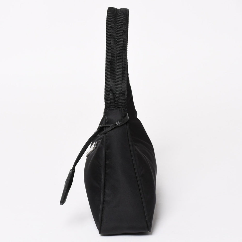 極美品 PRADA プラダ ホーボー ハンドバッグ MV515 トライアングルロゴ 三角ロゴプレート ナイロン ブラック 中古 4a004353