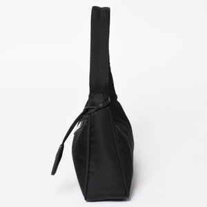 極美品 PRADA プラダ ホーボー ハンドバッグ MV515 トライアングルロゴ 三角ロゴプレート ナイロン ブラック 中古 4a004353