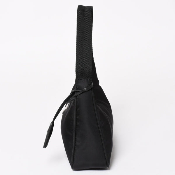 極美品 PRADA プラダ ホーボー ハンドバッグ MV515 トライアングルロゴ 三角ロゴプレート ナイロン ブラック 中古 4a004353