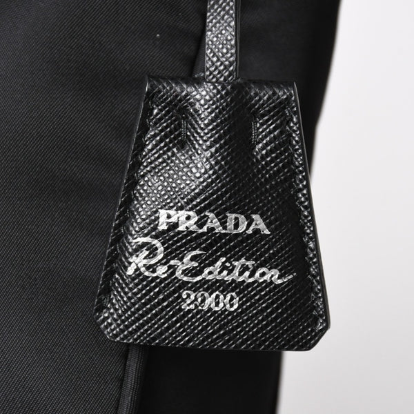 極美品 PRADA プラダ ホーボー ハンドバッグ MV515 トライアングルロゴ 三角ロゴプレート ナイロン ブラック 中古 4a004353
