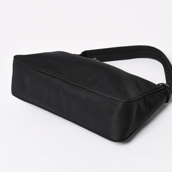 極美品 PRADA プラダ ホーボー ハンドバッグ MV515 トライアングルロゴ 三角ロゴプレート ナイロン ブラック 中古 4a004353