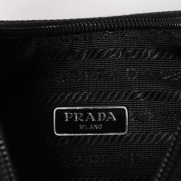 極美品 PRADA プラダ ホーボー ハンドバッグ MV515 トライアングルロゴ 三角ロゴプレート ナイロン ブラック 中古 4a004353