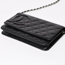 画像をギャラリービューアに読み込む, CHANEL シャネル カンボンライン チェーンウォレット A46646 マトラッセ 18番台 ラムスキン ココマーク エナメル ブラック ピンク 美品 中古 4a004344