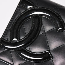 画像をギャラリービューアに読み込む, CHANEL シャネル カンボンライン チェーンウォレット A46646 マトラッセ 18番台 ラムスキン ココマーク エナメル ブラック ピンク 美品 中古 4a004344