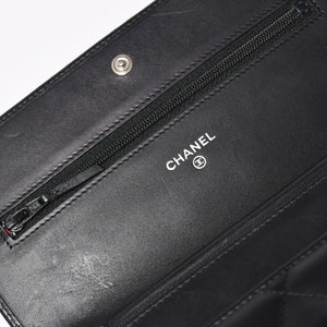 CHANEL シャネル カンボンライン チェーンウォレット A46646 マトラッセ 18番台 ラムスキン ココマーク エナメル ブラック ピンク 美品 中古 4a004344