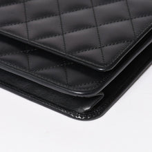 画像をギャラリービューアに読み込む, CHANEL シャネル カンボンライン チェーンウォレット A46646 マトラッセ 18番台 ラムスキン ココマーク エナメル ブラック ピンク 美品 中古 4a004344