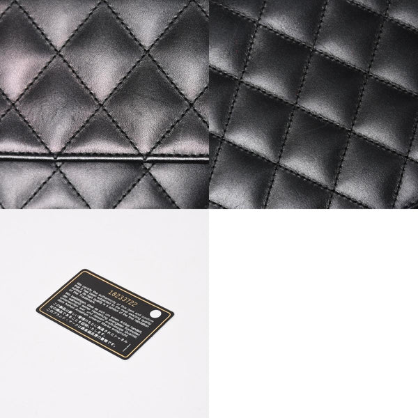 CHANEL シャネル カンボンライン チェーンウォレット A46646 マトラッセ 18番台 ラムスキン ココマーク エナメル ブラック ピンク 美品 中古 4a004344