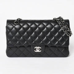 極美品 CHANEL シャネル マトラッセ25 Wフラップ Wチェーンショルダーバッグ 19番台 ココマーク ラムスキン シルバー金具 中古 4a004347