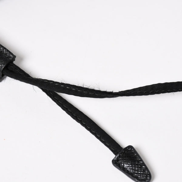 極美品 PRADA プラダ Re-Nylon 巾着型ポーチ 1NS369 トライアングルメタルプレート ミニバッグ クラッチバッグ ブラック シルバー金具 RFID 中古 4a004352