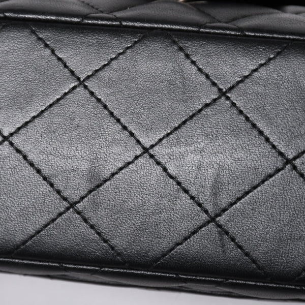 極美品 CHANEL シャネル マトラッセ25 Wフラップ Wチェーンショルダーバッグ 19番台 ココマーク ラムスキン シルバー金具 中古 4a004347