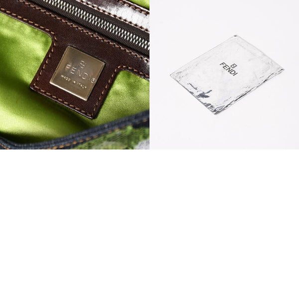 FENDI フェンディ マンマバケット デニム ワンショルダーバッグ フラワーレース刺繍 26424 インディゴブルー ハンドバッグ シルバー金具 美品 中古 4a004357