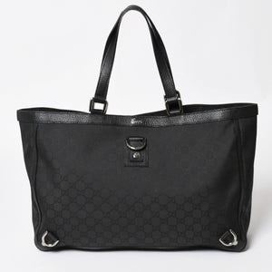 Very Good Condition GUCCI Gucci Tote Bag Handbag Black GG Nylon Silver Hardware 293580 Used 4a003027