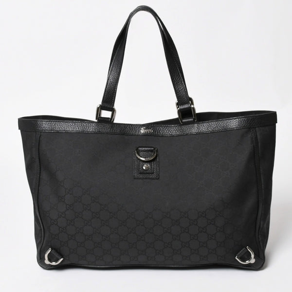 Very Good Condition GUCCI Gucci Tote Bag Handbag Black GG Nylon Silver Hardware 293580 Used 4a003027