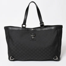 画像をギャラリービューアに読み込む, 極美品 GUCCI グッチ トートバッグ ハンドバッグ Black ブラック GGナイロン シルバー金具 293580 中古 4a003027